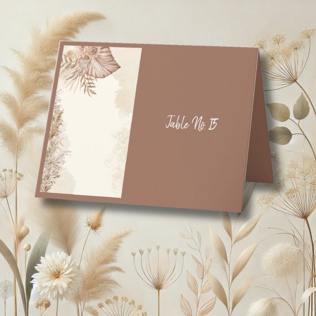 Elegant brun Boho Neutralt Bröllop bord-kort Tack Kort (Skapare uppladdad)