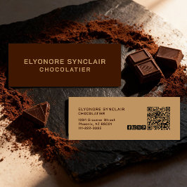 Elegant Brun Chocolatier Social Icon QR-kod  Mini Visitkort