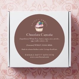 Elegant brun chokladcupcake bageriprodukt runt klistermärke
