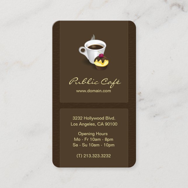 Elegant Brun chokladkafé Visitkort (Framsida)