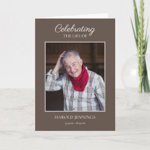 Elegant Brun fotobegravningsminnesbild Program