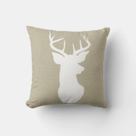 Elegant Brun Jute Rustik Hjorthorn Hjort Landsbygd Kudde
