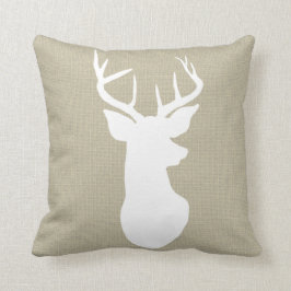 Elegant Brun Jute Rustik Hjorthorn Hjort Landsbygd Kudde