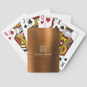 Elegant Brun koppar Brushed Metallic Monogram Casinokort