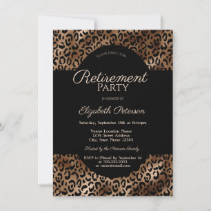 Elegant Brun Leopardsprick Pensionärsfest Inbjudningar