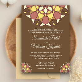 Elegant Brun Mandala Indisk Bröllopsinbjudan Inbjudningar
