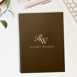 Elegant Brun Monogram Anteckningsbok