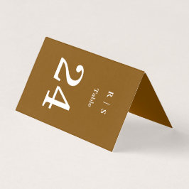 Elegant Brun Monogram Bröllopsbord Nummerkort Kort