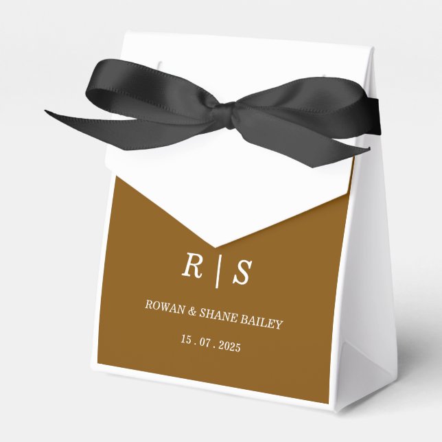 Elegant brun monogram bröllopsgåva låda presentaskar (Framsidan Sidan)