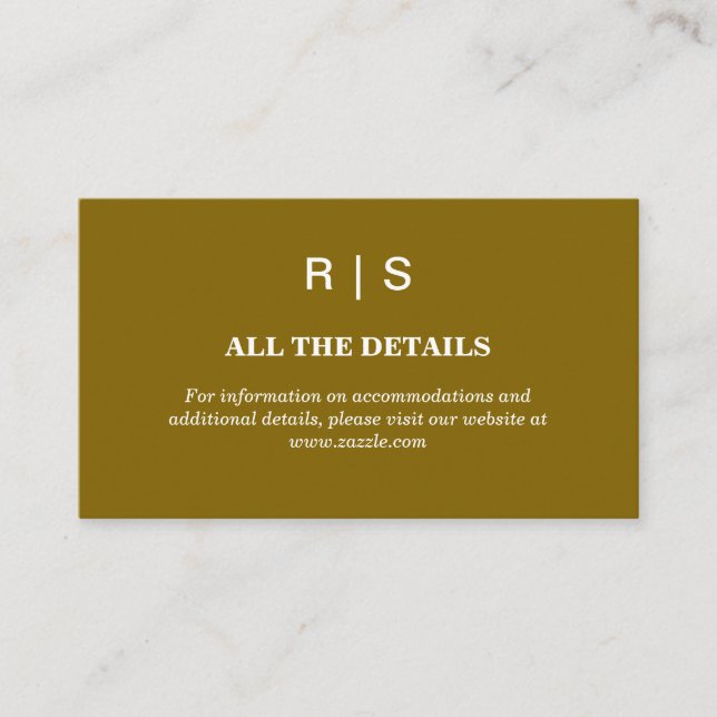 Elegant Brun Monogram Bröllopsinkluderingskort Tilläggskort (Framsida)