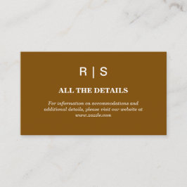 Elegant Brun Monogram Bröllopsinkluderingskort Tilläggskort