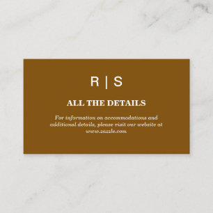 Elegant Brun Monogram Bröllopsinkluderingskort Tilläggskort