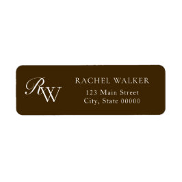 Elegant Brun Monogram Returadress Etikett