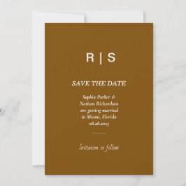 Elegant Brun Monogram Spara Datum-kort Datumet