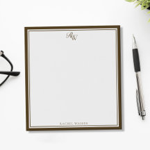 Elegant Brun Monogram Två Kantlinjer