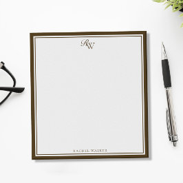 Elegant Brun Monogram Två Kantlinjer Anteckningsblock
