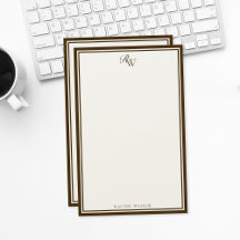 Elegant Brun Monogram Två Kantlinjer