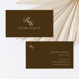 Elegant Brun Monogram Visitkort