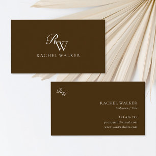 Elegant Brun Monogram Visitkort