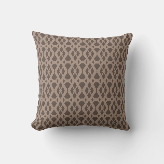 Elegant brun och beige diamantmönster kudde (Framsida)