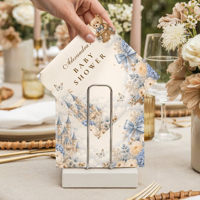 Elegant Brun Och Blå Björn Bebis Badrum Pappersservett (Skapare uppladdad)