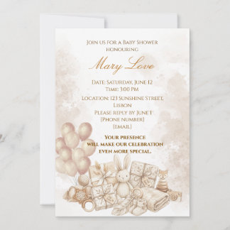 Elegant brun och pastell baby shower-inbjudan inbjudningar