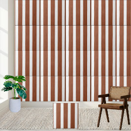 Elegant Brun och vit stripe Kakelplatta