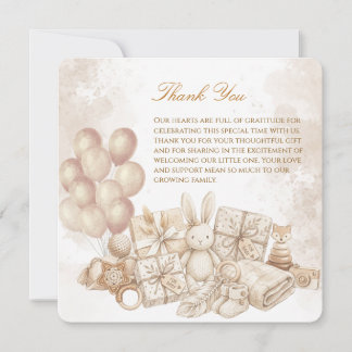 Elegant Brun & Pastell Baby Shower-kort Tack Kort