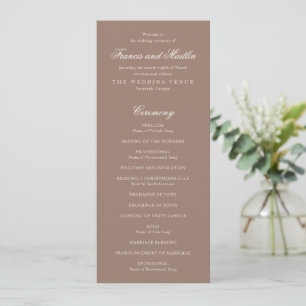 Elegant Brun Romantisk Bröllop Program