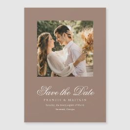 Elegant Brun Romantisk Foto Bröllop Save the Date