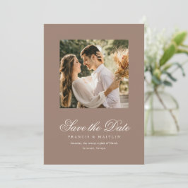 Elegant Brun Romantisk Foto Bröllop Spara Datumet