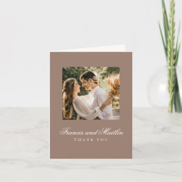 Elegant Brun Romantisk Foto Bröllop Tack Kort