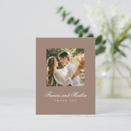 Elegant Brun Romantisk Foto Bröllop Tack Kort