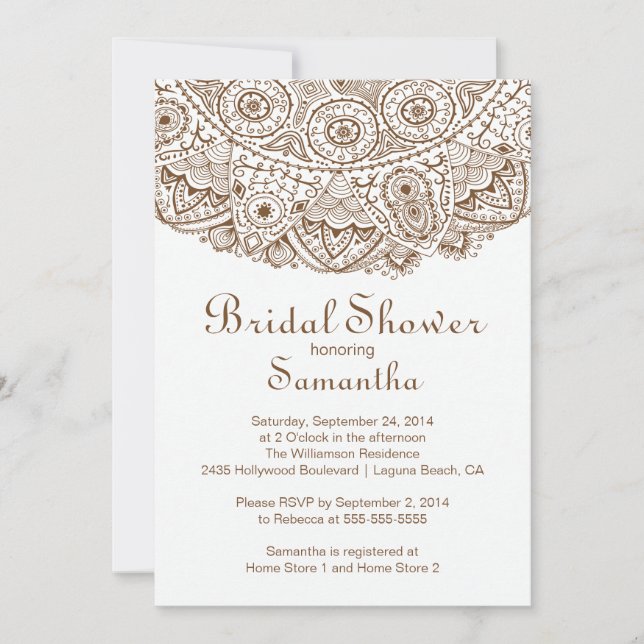Elegant Brun Spets Bröllopsdusch-inbjudan Inbjudningar (Framsida)
