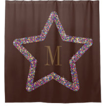 Elegant brun stjärna glitter monogram