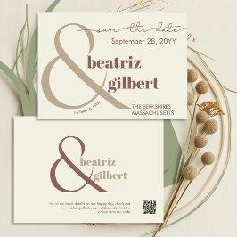 Elegant Brun Typografi Bröllop Spara Datumet