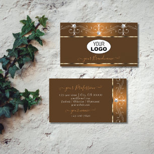 Elegant Brun utjämnar Gnistrans diamanter med Logo Visitkort