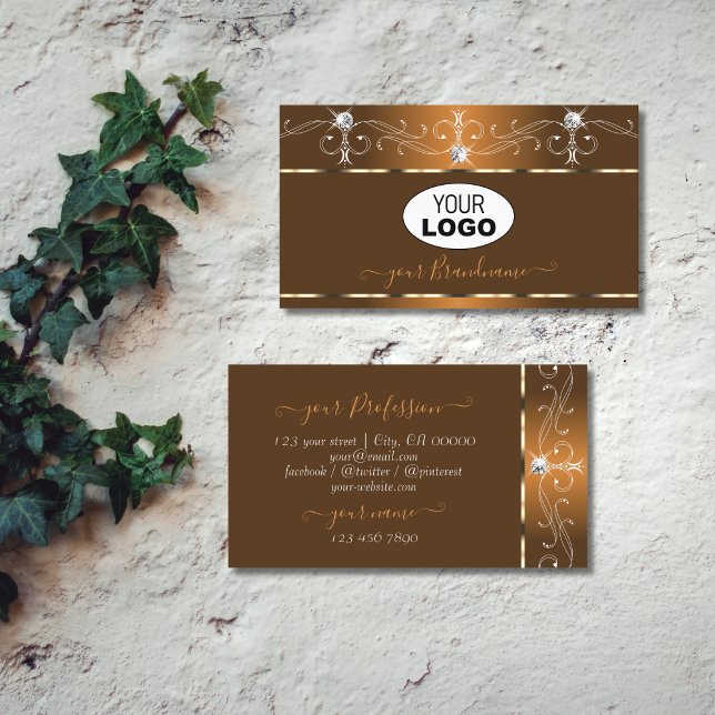 Elegant Brun utjämnar Gnistrans diamanter med Logo Visitkort (Skapare uppladdad)