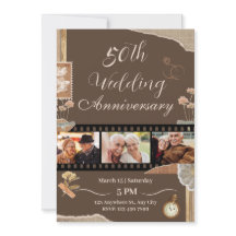 Elegant Brun Vintage Blommig Bröllopsjubileum