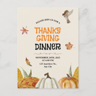 Elegant Brun Vintage Blommig Thanksgiving Vykort