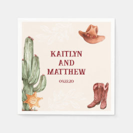 Elegant brun western rustik bröllop pappersservett