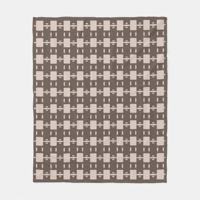 Elegant bruna beige geometriskt mönster fleecefilt (Framsidan)