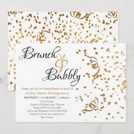 Elegant Brunch Bubbly Bröllopsfest Guld Konfetti Inbjudningar
