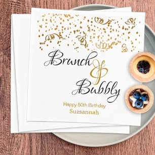Elegant Brunch Bubly Guld Confetti Anpassningsbar Pappersservett