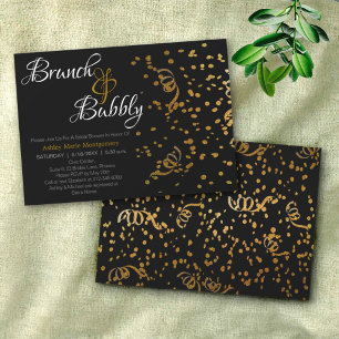 Elegant Brunch Bubly Möhippa Guld Confetti Inbjudningar
