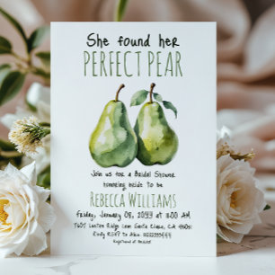 Elegant Brunch Greenery Perfekt Pear Möhippa Inbjudningar