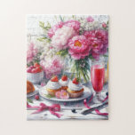 Elegant brunch med bakverk och peonior  pussel<br><div class="desc">"AI-genererad konst med designriktning av Susang6"</div>