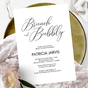 Elegant Brunch med Brudslöja och Bubbels Bröllopsd Inbjudningar
