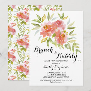 Elegant Brunch och Bubbly Blommig Bröllopsdusch Inbjudningar