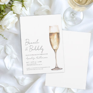 Elegant Brunch och Bubbly Bröllopsdusch Inbjudningar